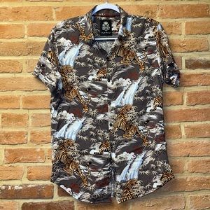 Linen button down tire print shirt - English Laundry